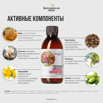 КОМПОЗИЦИЯ ЭКСТРАКТОВ "ПРОТИВОПАРАЗИТНАЯ", 100 мл